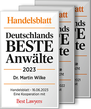 Auszeichnung für Dr. Martin Wilke Handelsblatt Beste Anwälte 2023